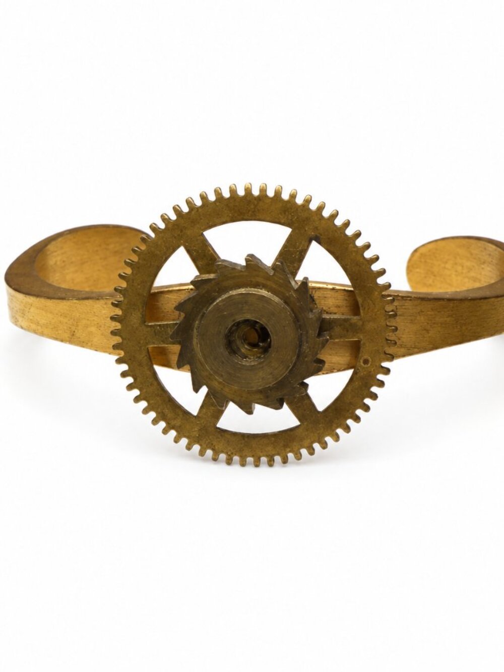 Steampunk Unique style brass tone Gear Cuff Bracelet pre-owned
